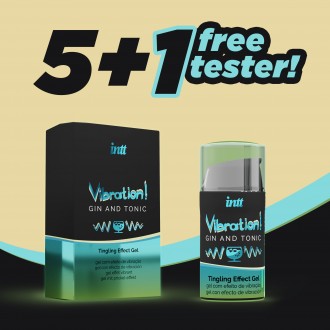 PACK 5 + 1 TESTER GEL COM VIBRAÇÃO VIBRATION GIN E TÓNICA INTT 15ML