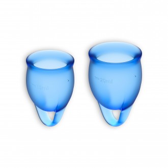 CONJUNTO DE 2 COPAS MENSTRUALES FEEL CONFIDENT SATISFYER AZUL OSCURO