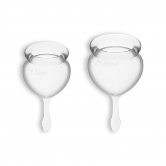 CONJUNTO DE 2 COPOS MENSTRUAIS FEEL GOOD SATISFYER TRANSPARENTE