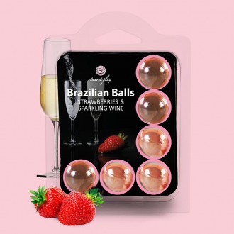KISSABLE LUBRICANT BALLS STRAWBERRY CHAMPAGNE FLAVOUR 6 x 4GR