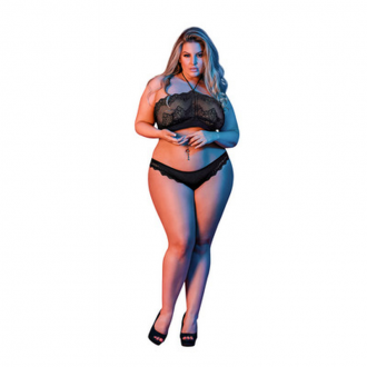 HALTER BANDEAUX AND PANTY SET - BLACK