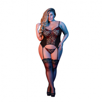 MERRY WIDOW AND G-STRING SET - BLACK
