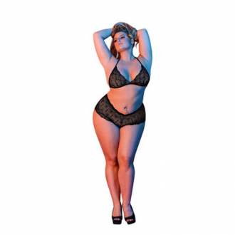 TRIANGLE BRA AND CHEEKY BRIEF SET - BLACK