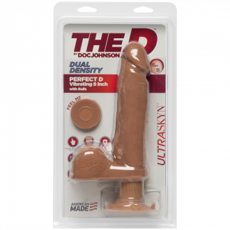 PERFECT D - VIBRATING REALISTIC ULTRASKYN DILDO WITH BALLS - 2 PIECES