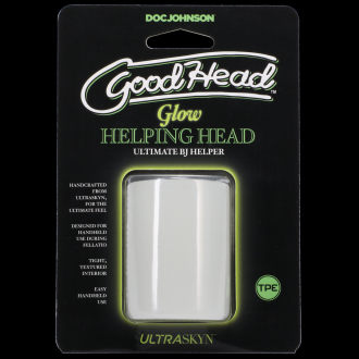 GLOW HELPING HEAD - MASTURBATOR SLEEVE - FROST / GREEN GLOW