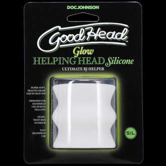 GLOW HELPING HEAD SILICONE - MASTURBATOR SLEEVE - FROST / GREEN GLOW