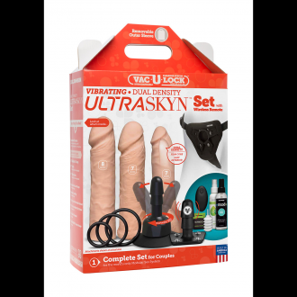 VIBRATING DUAL DENSITY ULTRASKYN TOYS SET + REMOTE CONTROL