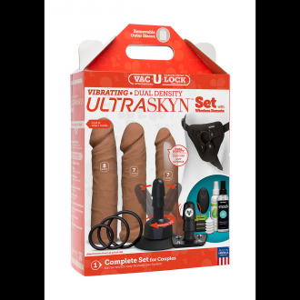VIBRATING DUAL DENSITY ULTRASKYN TOYS SET + REMOTE CONTROL