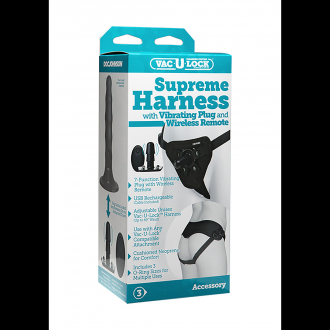 SUPREME HARNESS WITH VIBRATING PLUG AND REMOTE CONTROL - 2 PIECES